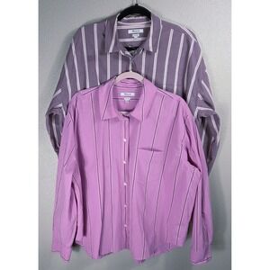 madewell striped button down shirt bundle oversized relaxed cotton pink...